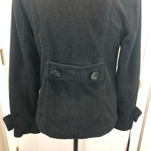 Papaya black button front winter pea coat size small - Picture 2 of 13